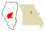 Boone County Missouri Incorporated and Unincorporated areas Columbia Highlighted